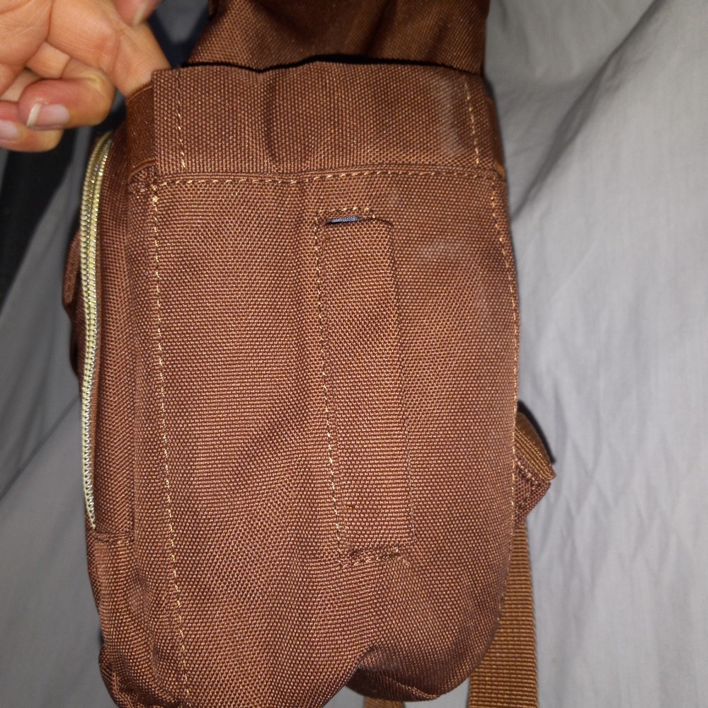 Lovevook Coffee Brown‎ Color Diaper Bag Backpack NWOT Gold Trim Laptop Pocket - Picture 5 of 10